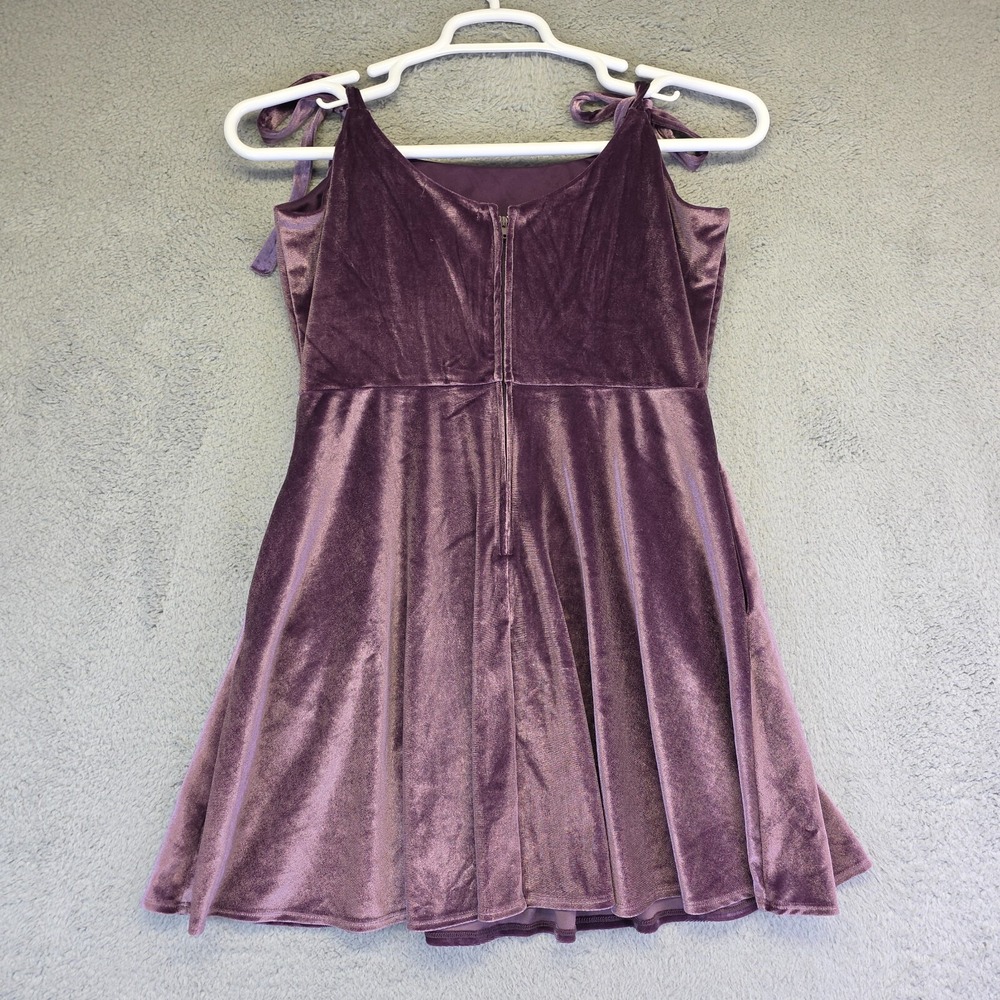 Y2K Whimsigoth Velvet Dress Womens L Purple Fairy Coquette Festival Mini Glam - Picture 6 of 16